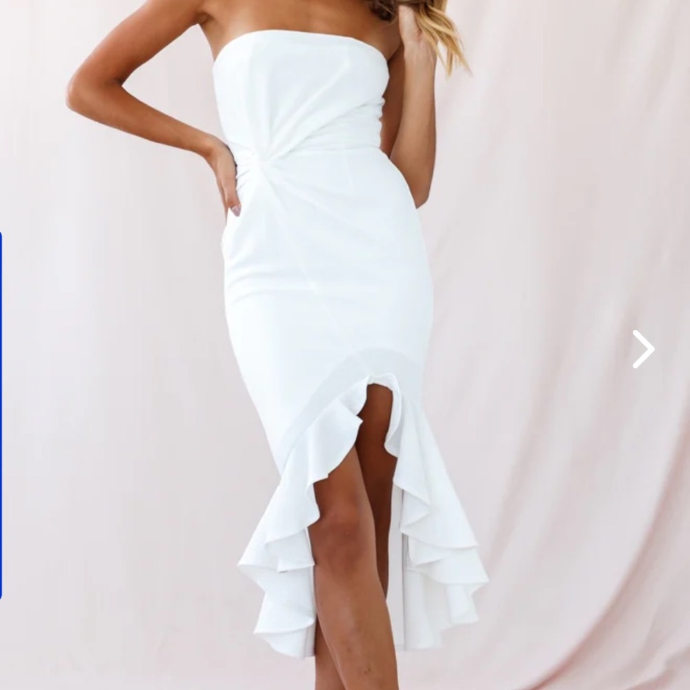 Bandeau White Midi Bridal Shower Dress